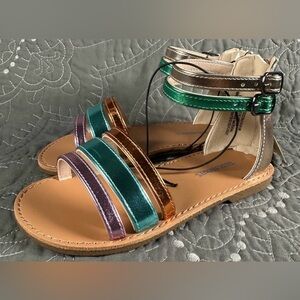 Thereabouts Big Girls Addison Gold Multi Gladiator Sandals NWT Size Big Girls 5